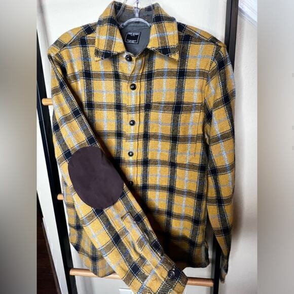 New Todd Snyder Collared Wool-Blend Gold / Blue Plaid Flannel Shirt Xs